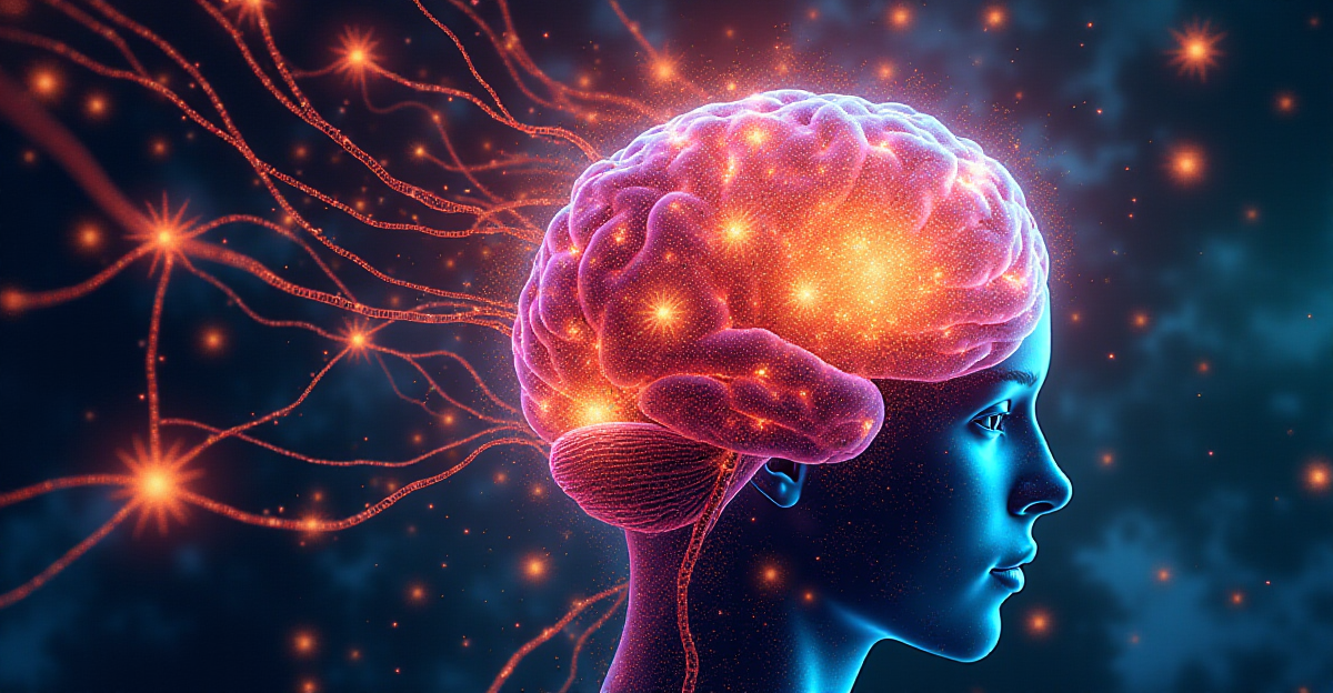 A vibrant and abstract illustration depicting the intricate network of the human brain, with glowing neurons firing and connecting. The colors should be a mix of warm hues like reds, oranges, and yellows, representing activity and learning, contrasted with cooler blues and greens for areas of the brain at rest. The background can be a swirling nebula of colors, symbolizing the constant flow of information and the complexity of cognitive processes. The illustration should be dynamic and visually engaging, conveying the excitement and wonder of brain science while capturing the complexity of learning.