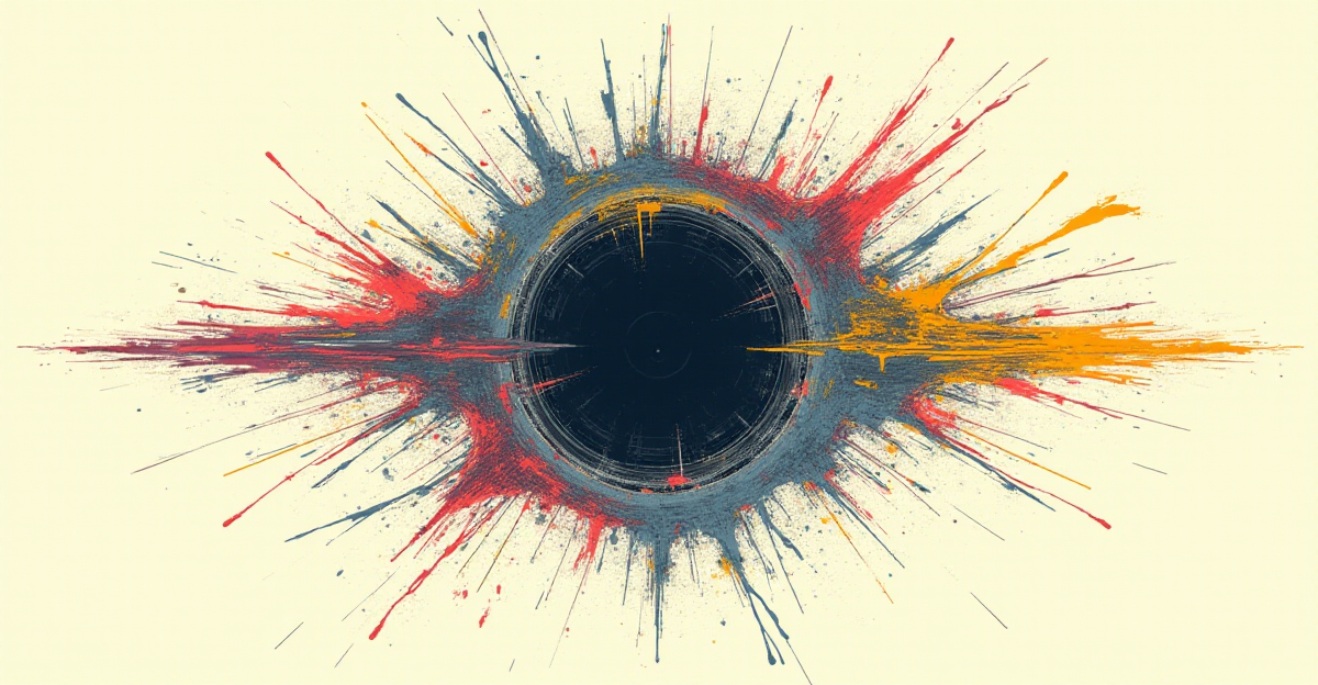 A stylized and abstract illustration depicting the concept of cognitive bias in science. Imagine a circular diagram with a central core representing the truth or objective reality. Surrounding this core are numerous pathways, each representing a different type of cognitive bias: confirmation bias, availability heuristic, anchoring bias, and framing effect. Each pathway is composed of distorted, fractured lines, symbolizing the way bias distorts our perception. The lines could be rendered in vibrant, contrasting colors, like red, blue, and yellow, to emphasize the chaotic and conflicting nature of bias. The central core, representing the truth, could be rendered in a more subdued color, like grey or black, highlighting its elusive nature. A sense of confusion and uncertainty should permeate the composition, reflecting the challenges posed by cognitive bias in scientific pursuits.