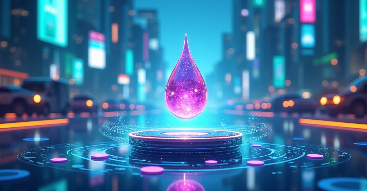 A captivating, futuristic illustration depicting the power of containerless chemistry. A central focal point showcases a vibrant, levitating droplet of liquid suspended in mid-air, surrounded by a halo of swirling sound waves emanating from a futuristic device, reminiscent of a speaker. The background features a blurred cityscape with towering buildings and futuristic vehicles, reflecting the broader potential of this revolutionary technology. The scene is awash in a vibrant, cool color palette, reflecting the energy and optimism surrounding this scientific breakthrough. Employ a stylistic approach that blends elements of science fiction and scientific illustration, emphasizing both the technical details and the transformative potential of containerless chemistry.