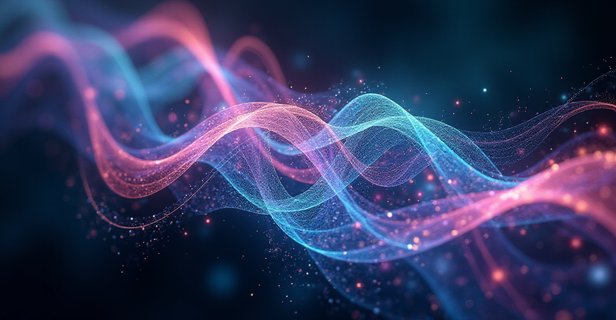 A mesmerizing abstract composition representing the concept of quantum knots topology. Imagine a swirling, multi-dimensional space, filled with vibrant, iridescent threads interweaving and forming complex knots. These threads, symbolizing entangled particles, illuminate the space with a luminous glow, creating an ethereal atmosphere. The background fades into a deep, cosmic black, hinting at the vastness and mystery of the quantum realm. The overall mood should be one of awe, wonder, and intellectual intrigue, highlighting the intricate beauty and potential of this groundbreaking field. Use a vibrant color palette with contrasting shades of blues, purples, and greens, reflecting the ethereal nature of quantum systems. Incorporate elements of scientific visualization and abstract expressionism to visually represent the complex interplay of mathematics and physics.