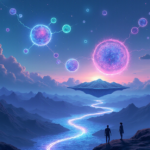 A surreal dreamscape depicting the chemistry of sleep. Imagine a floating island in a twilight sky, where giant, glowing molecular structures representing melatonin, serotonin, and GABA intertwine like celestial vines. These structures emit soft, pulsating light in hues of blue, lavender, and soft green, illuminating a landscape below dotted with abstract representations of brainwaves as glowing, flowing rivers. In the distance, dreamlike figures in silhouette float and dance amongst the chemical flora, suggesting the subconscious mind at play. The overall mood should be ethereal and mysterious, yet calming and serene, evoking the sense of entering a dream state. The artistic style should be reminiscent of a detailed digital painting with soft brushstrokes and a focus on atmospheric lighting and intricate details, capturing the delicate balance between science and the magic of dreams.